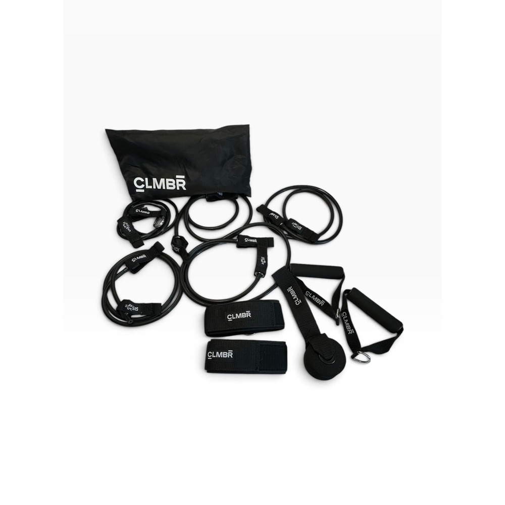 CLMBR Resistance Band Set Black 5-25lbs Home Gym Kit Bag
